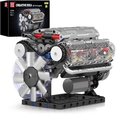 Realistic DIY V8 Engine Model Kit – 535 Pcs STEM Building Experience for Adults