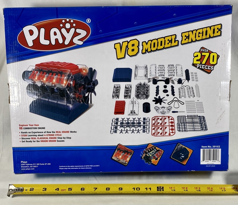 Sealed V8 Visible Automotive Engine Plastic Model Kit 270 pieces