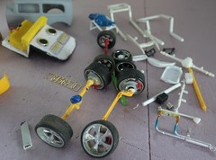 Model Truck and Car Junkyard Lot vintage Ford rat rod 1/25 used parts as shown