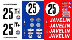 #25 George Follmer AMC Javelin 1970 Trans Am 1/24th – 1/25th Scale Decals