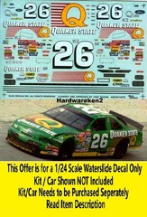 NASCAR DECAL #26 QUAKER STATE 1995 FORD THUNDERBIRD BRETT BODINE 1/24 SLIXX