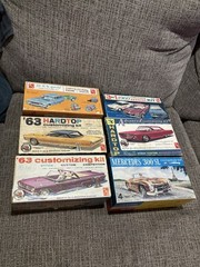 6 1960 63 AMT Hubley Chevy Mercury Lincoln Buick Mercedes Car Model Kit Box Only
