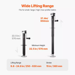 A-Frame Trailer Jack, 5000 Lbs. Load, Jack Stand with Handle & Rectangular Footp