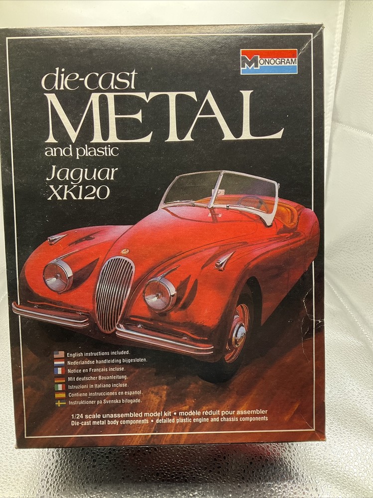Monogram Die-Cast Metal And Plastic Jaguar XK120 Model Kit Scale 1/24 Complete