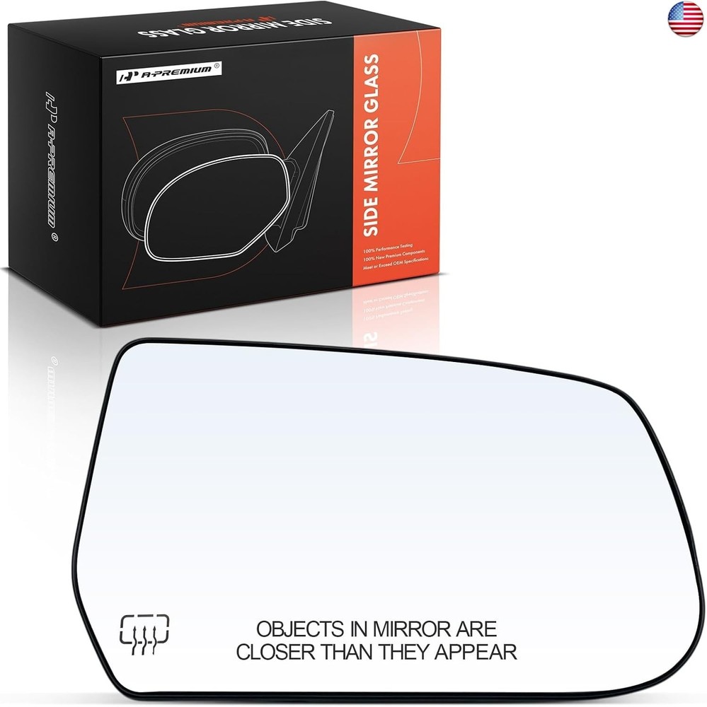 A-Premium Right Passenger Side Heated Mirror Glass with Backing Plate