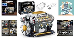 V8 Engine Model Kit with USB Motor, 703 PCS, STEM Toy for Adults & Teens
