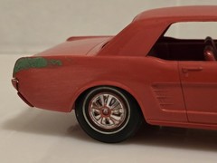 Vintage 1966 Ford Mustang Dealer Promo Model Car Red Plastic 4 Screws Some Flaws