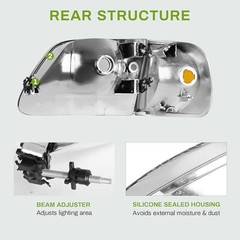 Headlight Assembly Black Housing Amber Reflector Clear Lens Fit 97-03 F150