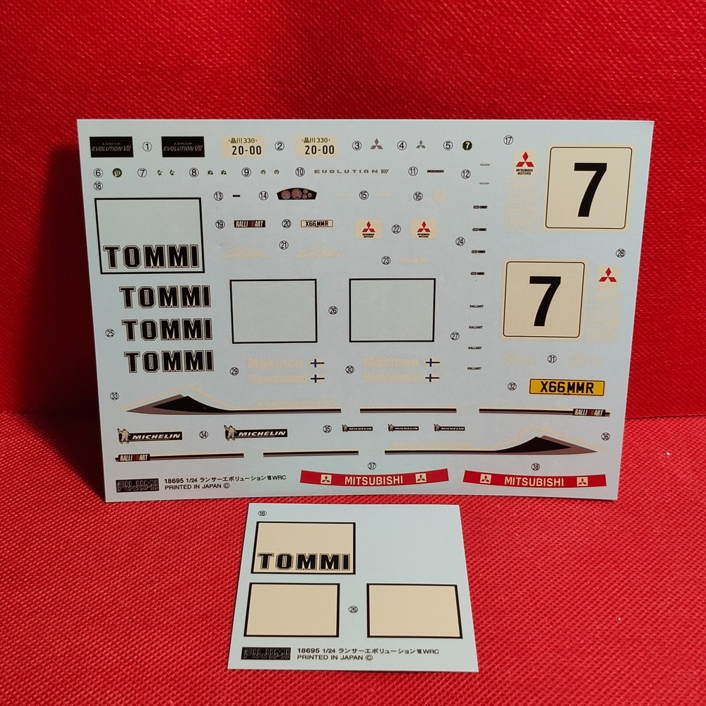 Rally Car Decals 2001 Mitsubishi Lancer Evo 7 1:24 Scale Model Car Part