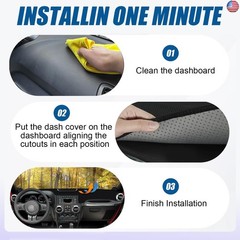 Dash Cover Mat Fit for Jeep Wrangler 2011 2012 2013 2014 2015 2016 2017 JK JKU
