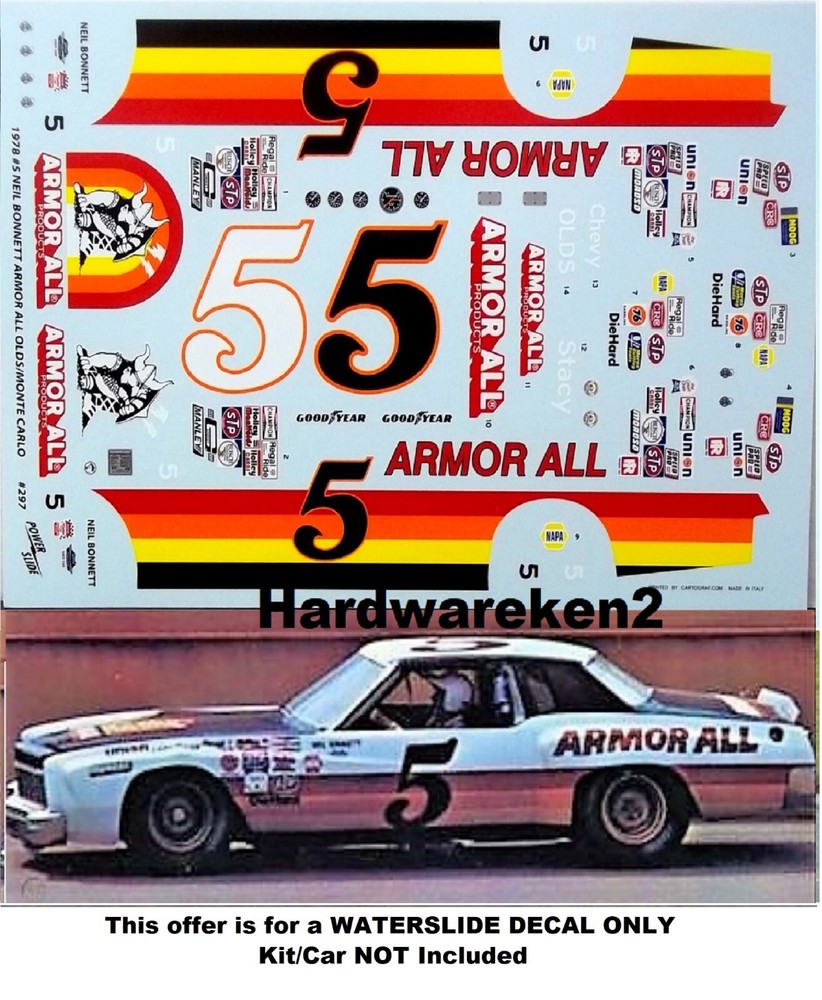 NASCAR DECAL # 5 ARMOR ALL 1978 CHEVROLET MONTE CARLO NEIL BONNETT 1/25