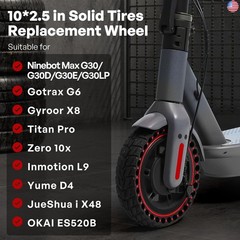 HAONAIMO 10″ x 2.5 Solid E Scooter Tires – ?Replacement Rubber Wheels