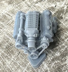 Resin “Chevy Bel Air Supercharged” Big Block Engine for model cars, 1/24 1/25