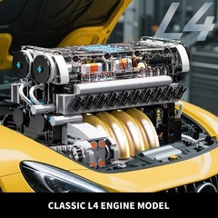 853 Pcs Visible L4 Internal Combustion Ohc Engine Motor Working Model DIY Kit