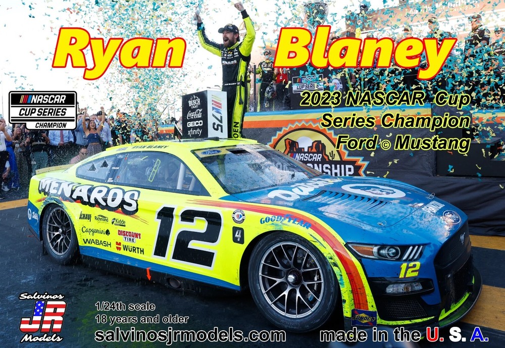 Salvino JR 1:24 SCALE ’23 Ryan Blaney Mustang Cup Champ KIT # 42236~NEW in BOX