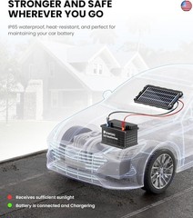 POWOXI Upgraded 7.5W-Solar-Battery-Trickle-Charger-Maintainer-12V Portable