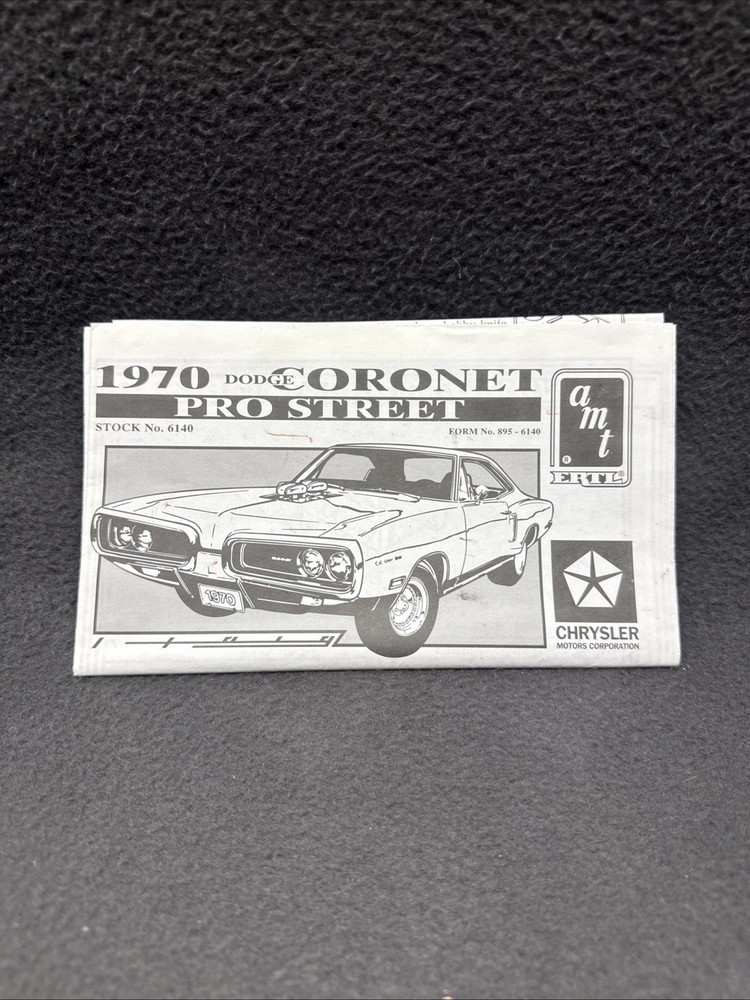 AMT 1970 Dodge Coronet Pro Street Instructions Manual 6140 Mopar 426 Hemi