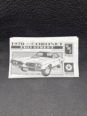 AMT 1970 Dodge Coronet Pro Street Instructions Manual 6140 Mopar 426 Hemi