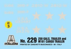 Italeri #229 250 gal. tank Trailer & M101 Cargo Trailer 1:35 NIB Free Shipping