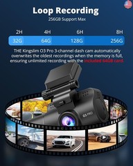 Dash Cam Front and Rear Inside, 3-Channel 2.5K FHD Dash Camera for Cars with 2″