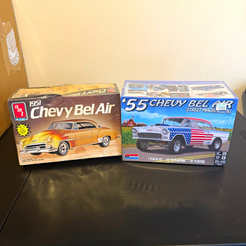 AMT/Revell ’51 & ’55 Chevy Bel Air 1:25 Plastic Model Kit Lot