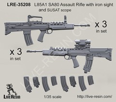 Live Resin 1/35 LRE-35208 L85A1 SA80 Assault Rifle with Iron Sight & SUSAT Scope