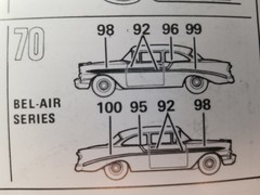 56 Chevrolet 150 & 210 FRONT FENDER TRIM for Atlantis Revell 1:25 Model Kit 1956