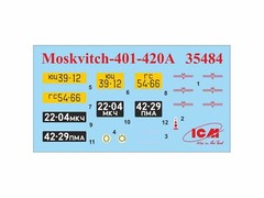 Moskvitch-401-420A, Soviet passenger car ICM 35484 Plastic model kit Scale 1:35