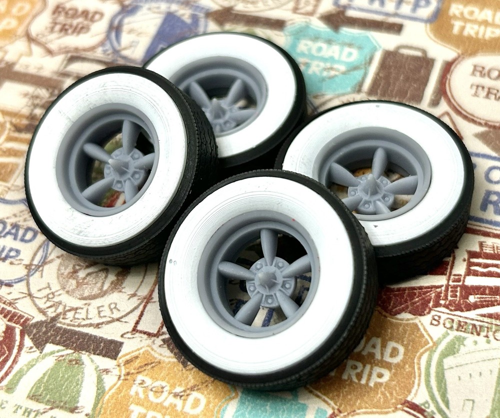Resin 15-Inch “Astro Supreme” Wheels, W/ Wide Whitewalls,1/24 1/25 Scale