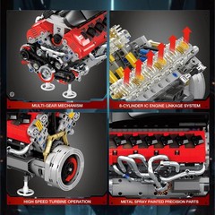 1240 Pcs Visible V12 Internal Combustion Ohc Engine Motor Working Model DIY Kit