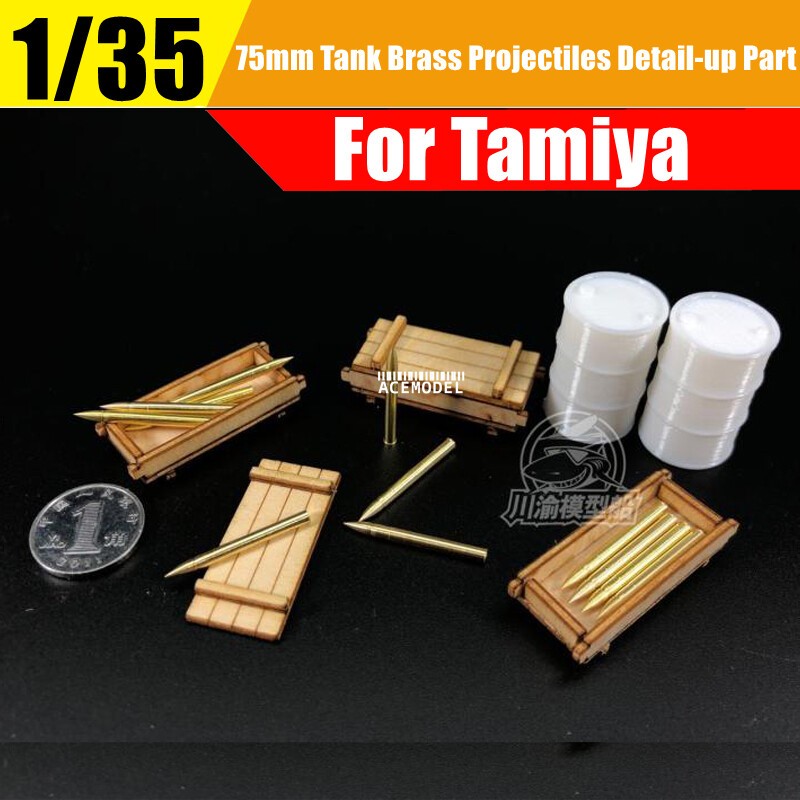 1/35 Tank 75mm Metal Ammunitions+Fuel Drums+Wooden Ammo Boxes Detail-up Part
