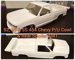 Resin Cowl Hood & Rear Spoiler Combo for ’92, ’96 & 454 SS Chevy P/U AMT 1/25.