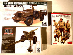 1/35 AFV Club Beep Build 1 of 2 Ways 3/4 Ton 4X4 Truck w/Jeep Crew & M5 AT Canon