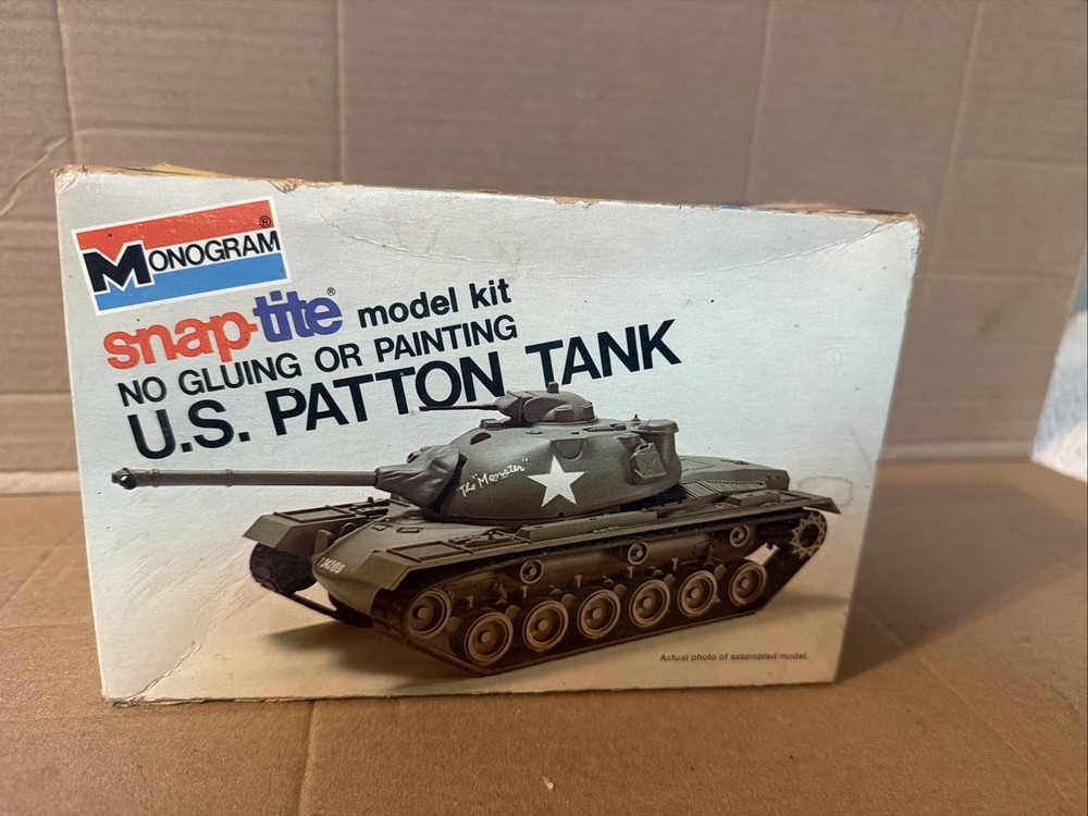 Monogram U.S. Army Patton Tank 1/48 Scale Model Kit Vehicle Snap Tite Vint 1974