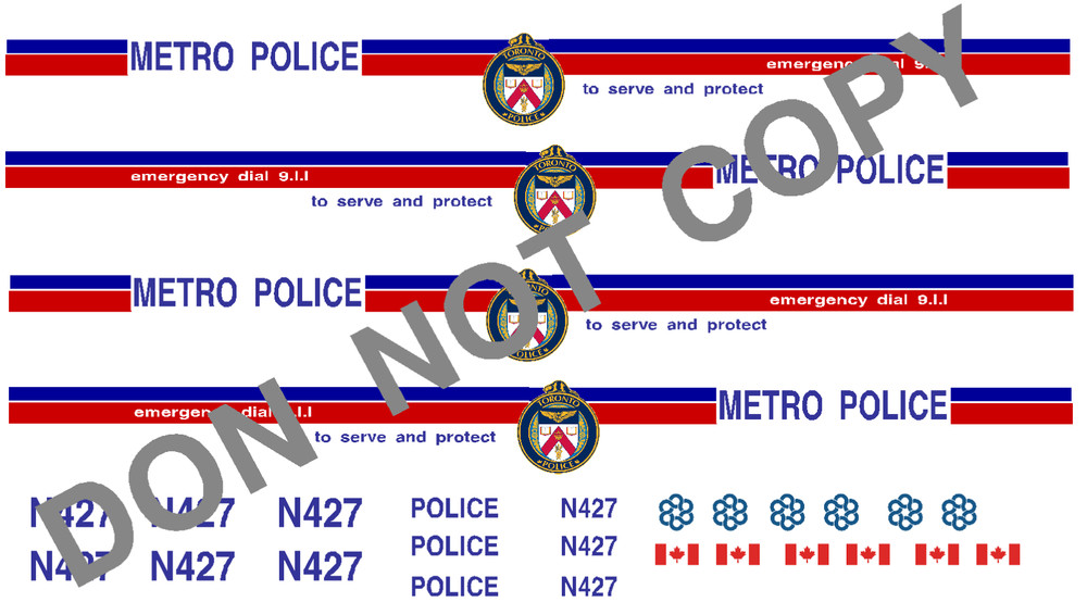 1:25 VINTAGE TORONTO POLICE CAR DECAL