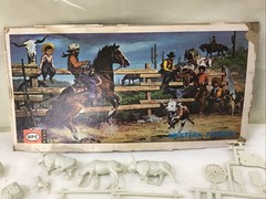 Vintage UPC Western Figures Model Kit Cowboys Animals Guns Fence