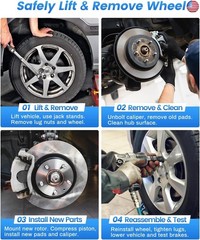 Anpulsero Rear Automotive Replacement Brake Kit, Drilled Slotted Brake Rotors +