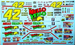 NASCAR DECAL #42 MELLO YELLO 1991 -1994 PONTIAC GRAN PRIX KYLE PETTY 1/24