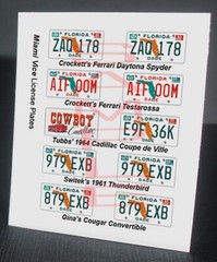 MIAMI VICE TV SHOW CAR miniature LICENSE PLATES for 1/25 scale MODEL CARS—READ
