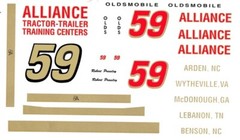 #59 Alliance Training 1988-92 Olds Robert Pressley 1/24th – 1/25th Scale Decals