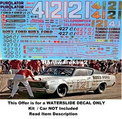 NASCAR DECAL #21 RONS FORD 1967 FORD GALAXIE CALE YARBROUGH 1/25 POWERSLIDE