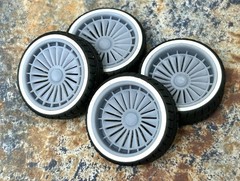 Resin 22 In. “Drift” Restomod Wheels, W/ One Inch Whitewalls,1/24 1/25 Scale