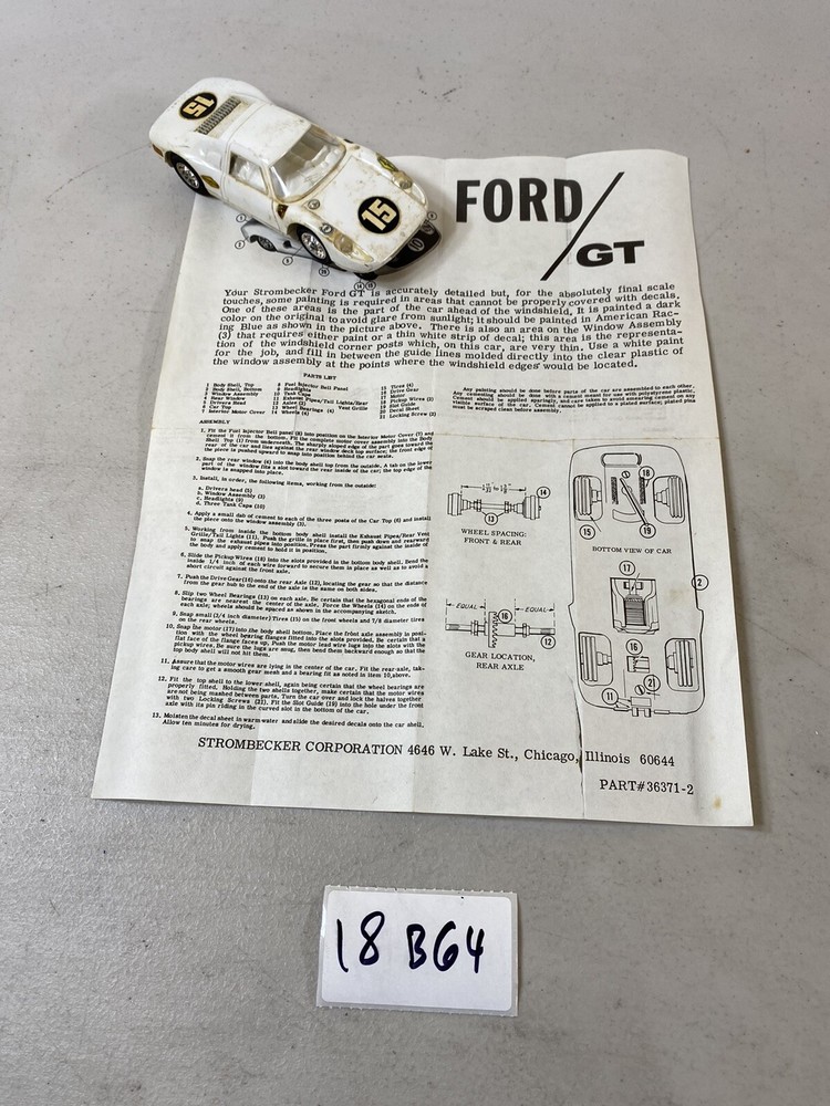 Strombecker Ford GT slot racing racer tou custom model scale manual 18B64