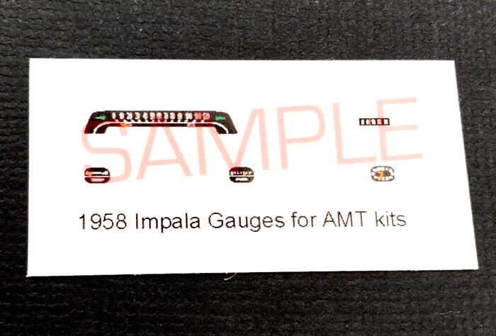1958 CHEVROLET IMPALA GAUGE FACES for 1/25 scale AMT kits — PLEASE READ DESC