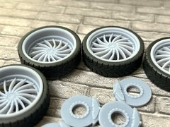 1/24 Resin: 26 Scale-Inch “Forgiato Hades” Style Model Car Wheels/Tires,1/25