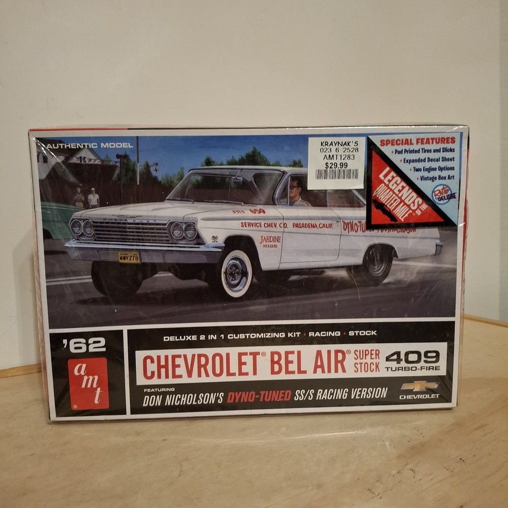 AMT 1283 Don Nicholson’s Dyno-Tuned Chevy Bel Air SS/S Model Kit 1/25 READ