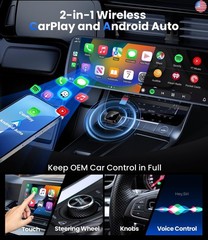 Teeran 2 in 1 Wireless CarPlay and Android Auto Adapter, Easy Setup Plug and