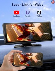 Wireless Apple Carplay Screen for Car, 10.26″ HD Touchscreen Portable Android