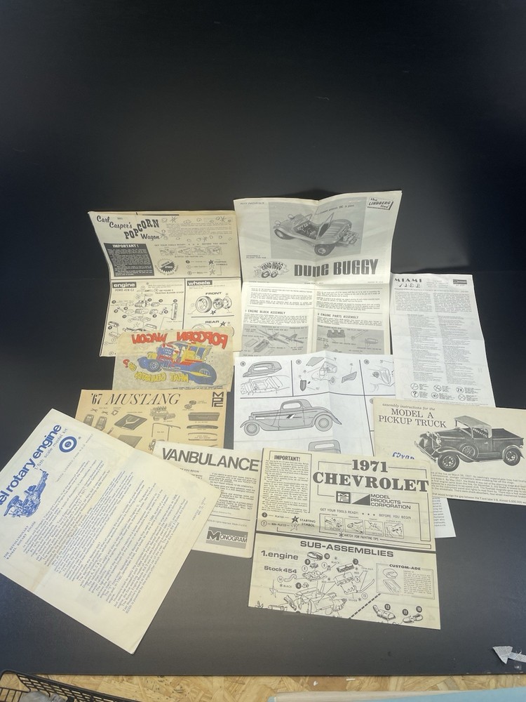 Vintage Monogram Model Kit Instructions Popcorn Eliminator Vanbulance More