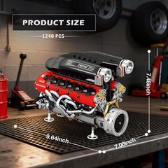 1240 Pcs Visible V12 Internal Combustion Ohc Engine Motor Working Model DIY Kit